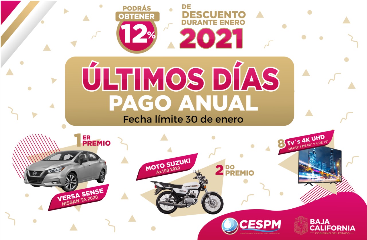 EL 30 DE ENERO CONCLUYE EL PERIODO PARA EL PAGO ANUAL DEL AGUA 