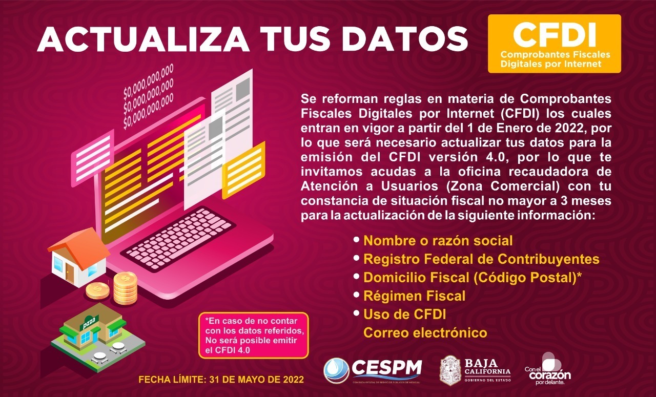 INVITA CESPM A ACTUALIZAR DATOS FISCALES PARA LA EMISIÓN DE FACTURAS