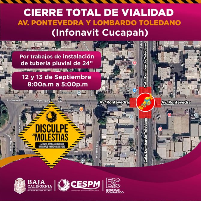 CERRARÁN CRUCERO DE PONTEVEDRA Y LOMBARDO TOLEDANO LOS DÍAS 12 Y 13 DE SEPTIEMBRE