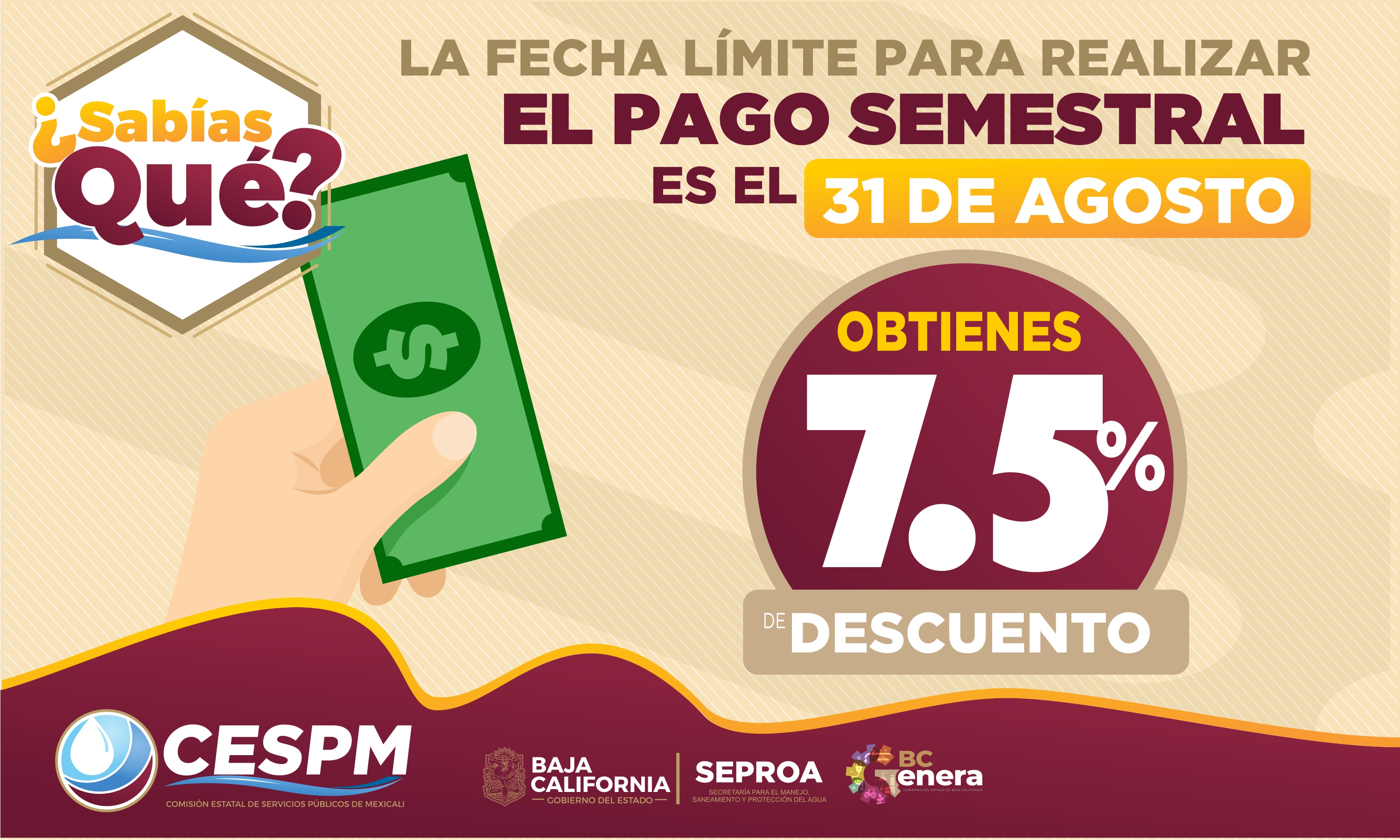 EL 31 DE AGOSTO CONCLUYE EL PERIODO PARA EL PAGO SEMESTRAL DEL AGUA: CESPM 